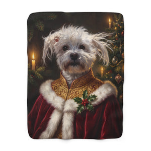 Holiday Edition pet portrait sherpa blanket, front view