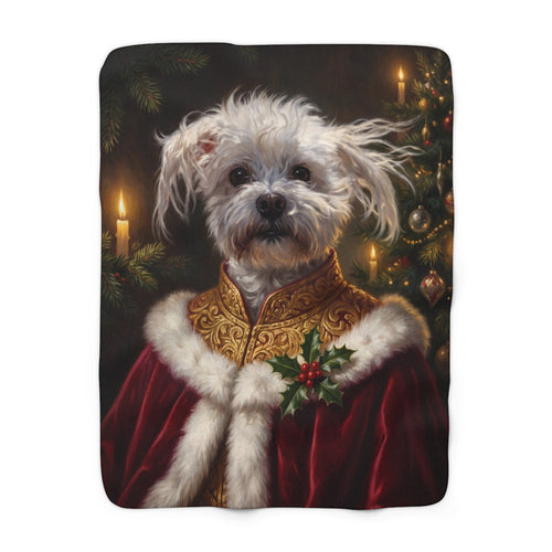 Holiday Edition pet portrait sherpa blanket, front view