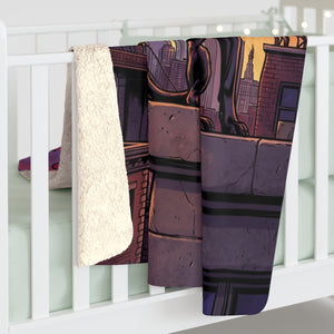 Sherpa blanket hanging, printed front and plush sherpa back