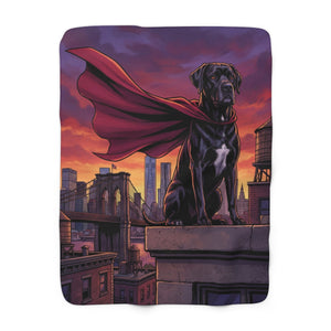 The Hero style on a sherpa blanket, front view